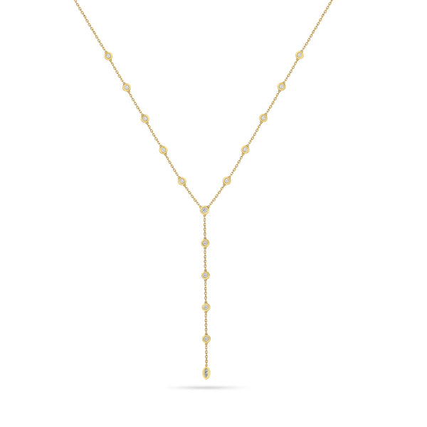 ROUND & MARQUISE DIAMONDS LARIAT NECKLACE