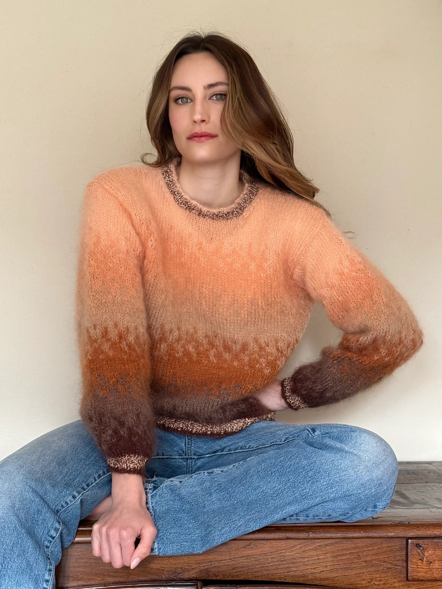 SWEATER TIE AND DYE NUDE/CHOCOLATE