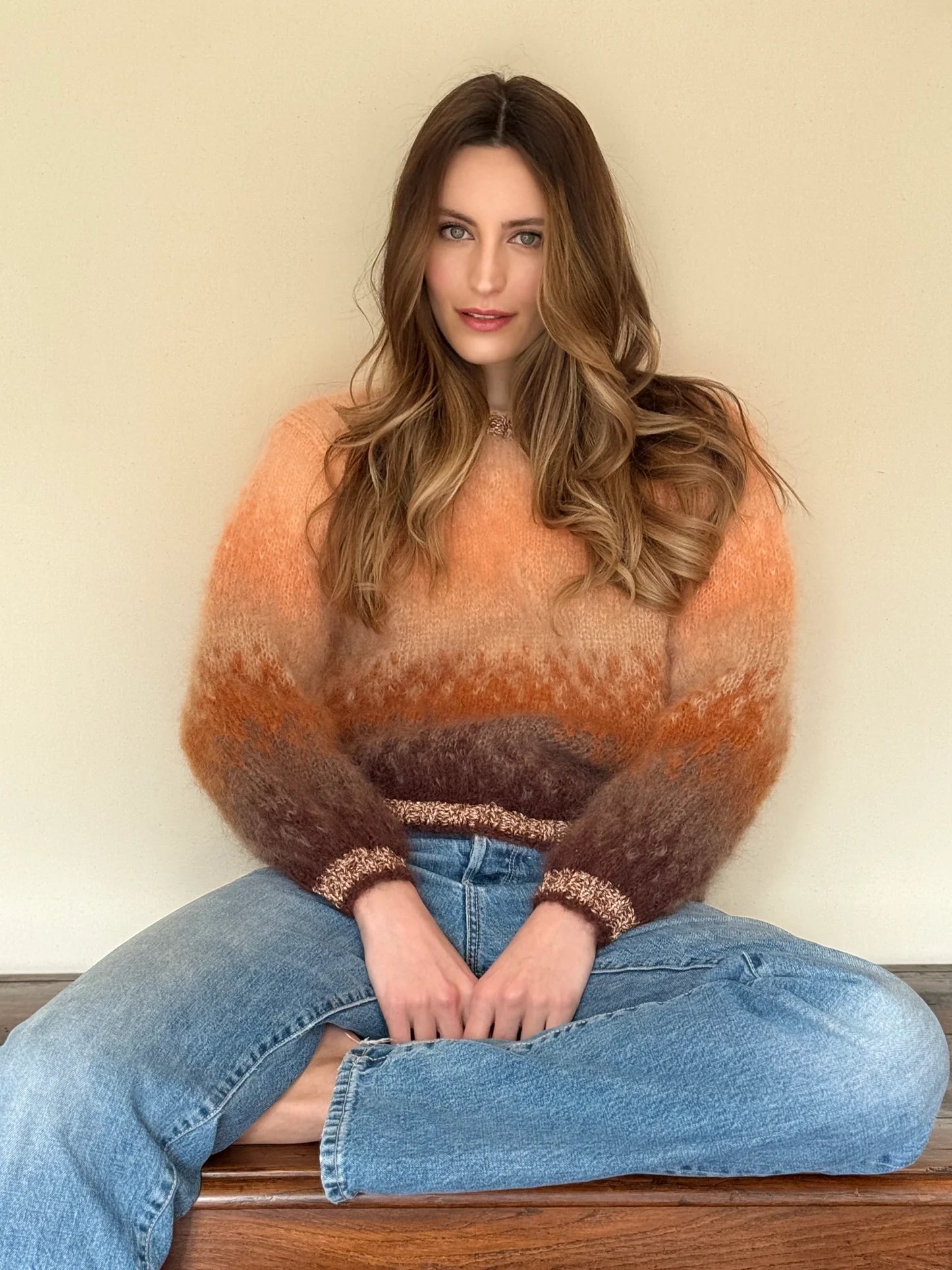 SWEATER TIE AND DYE NUDE/CHOCOLATE