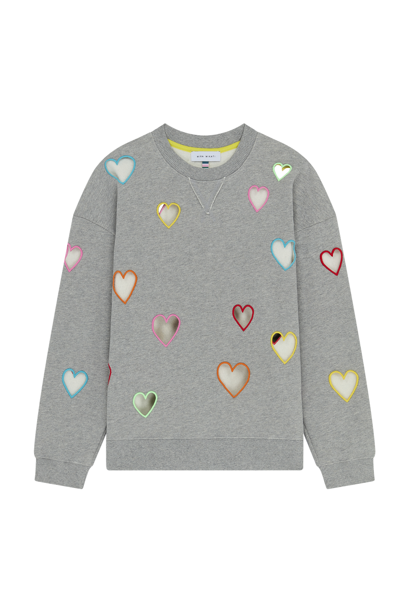 CUT-OUT HEARTS SWEATSHIRT