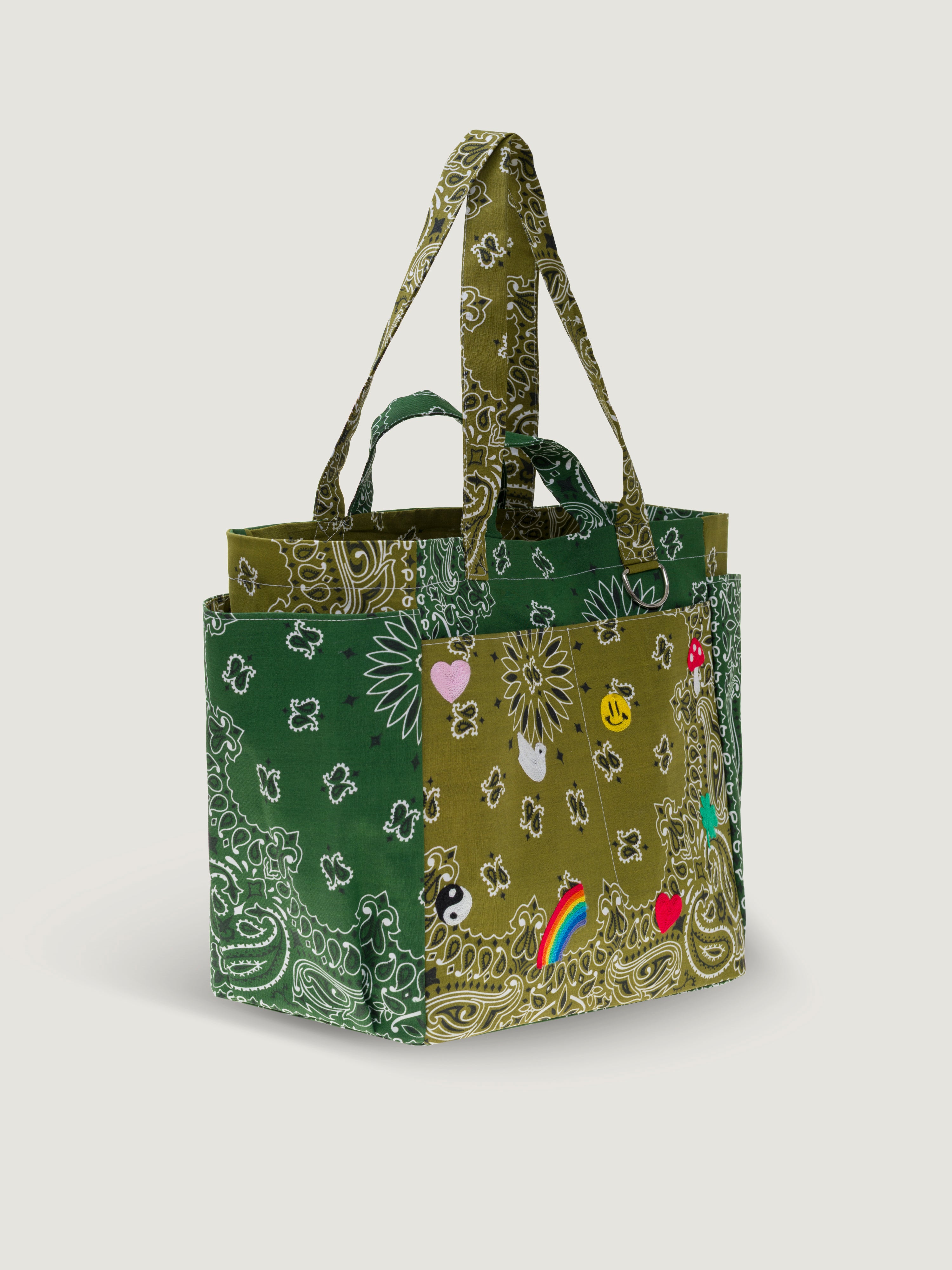 EMBROIDERED PICNIC BAG - BRONZE/GREEN
