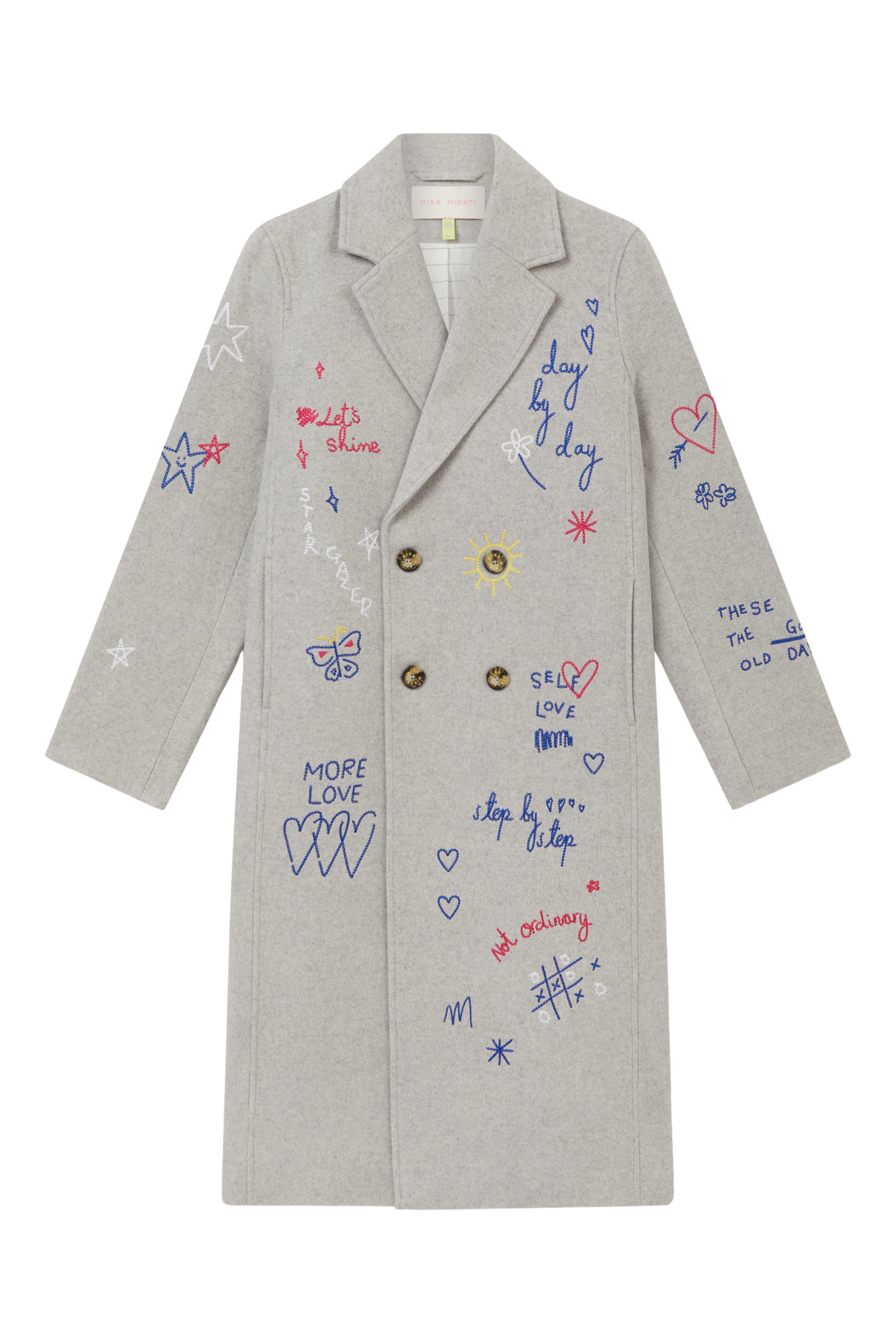 Embroidered scribble coat