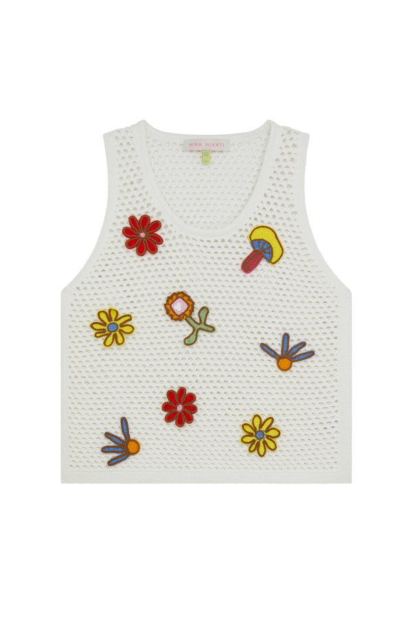 KNITTED VEST WITH CROCHET PATCHES