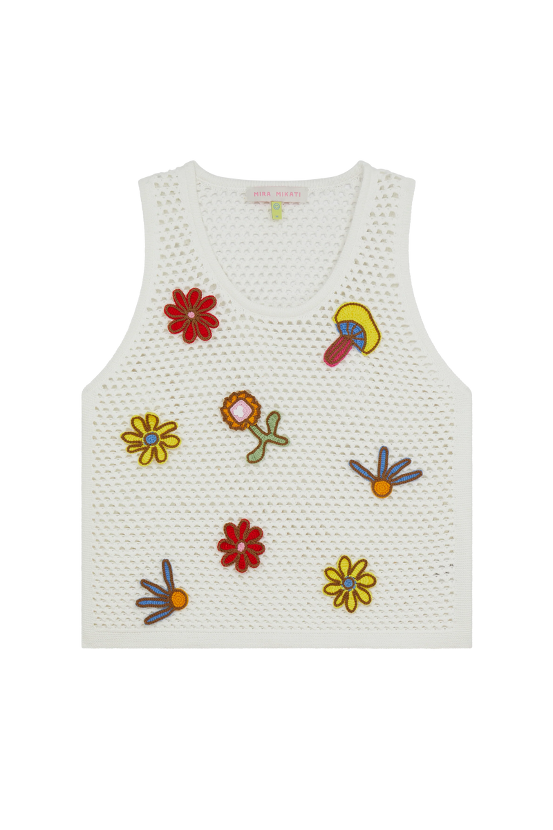 KNITTED VEST WITH CROCHET PATCHES