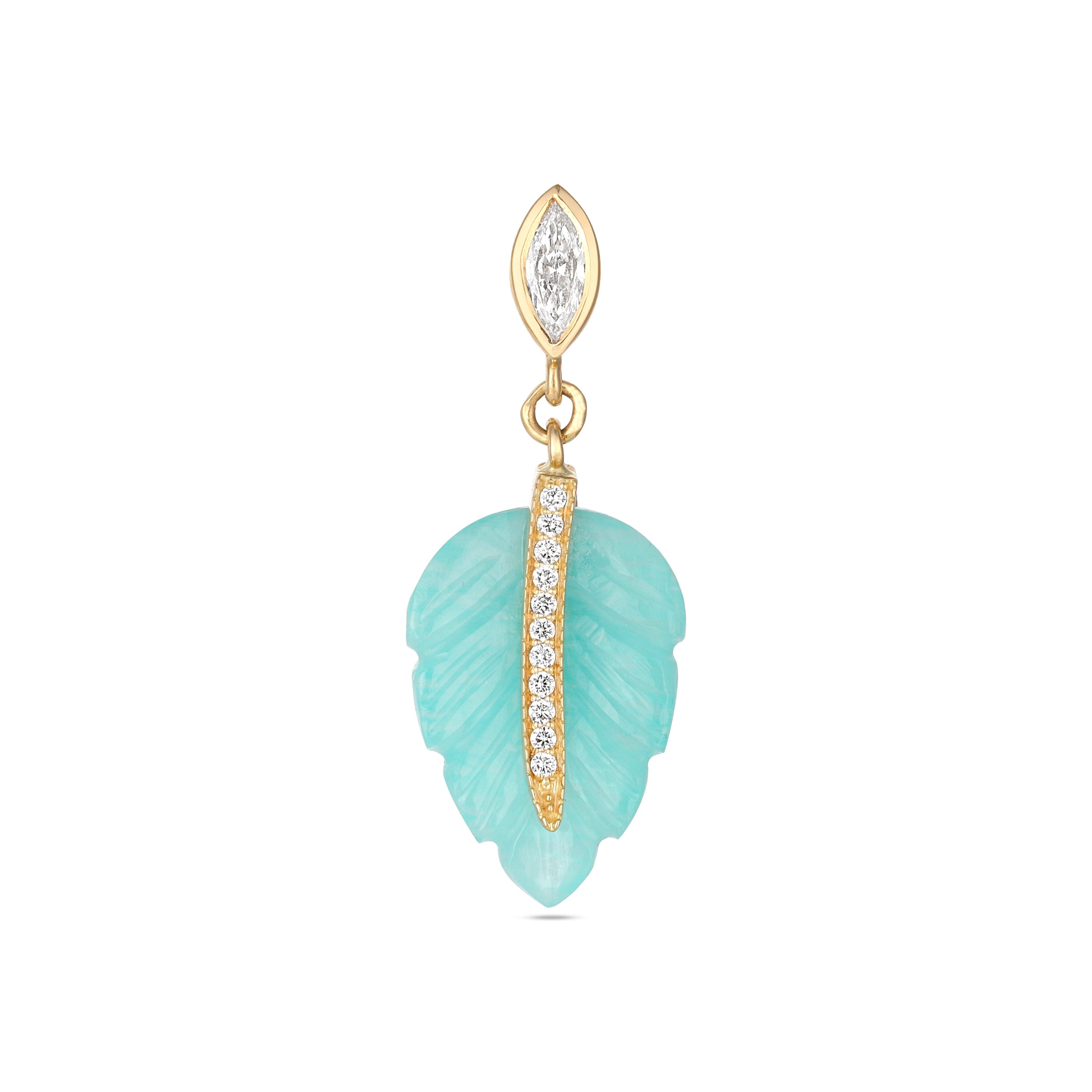 MARQUISE DIAMOND AMAZONITE LEAF EARRING