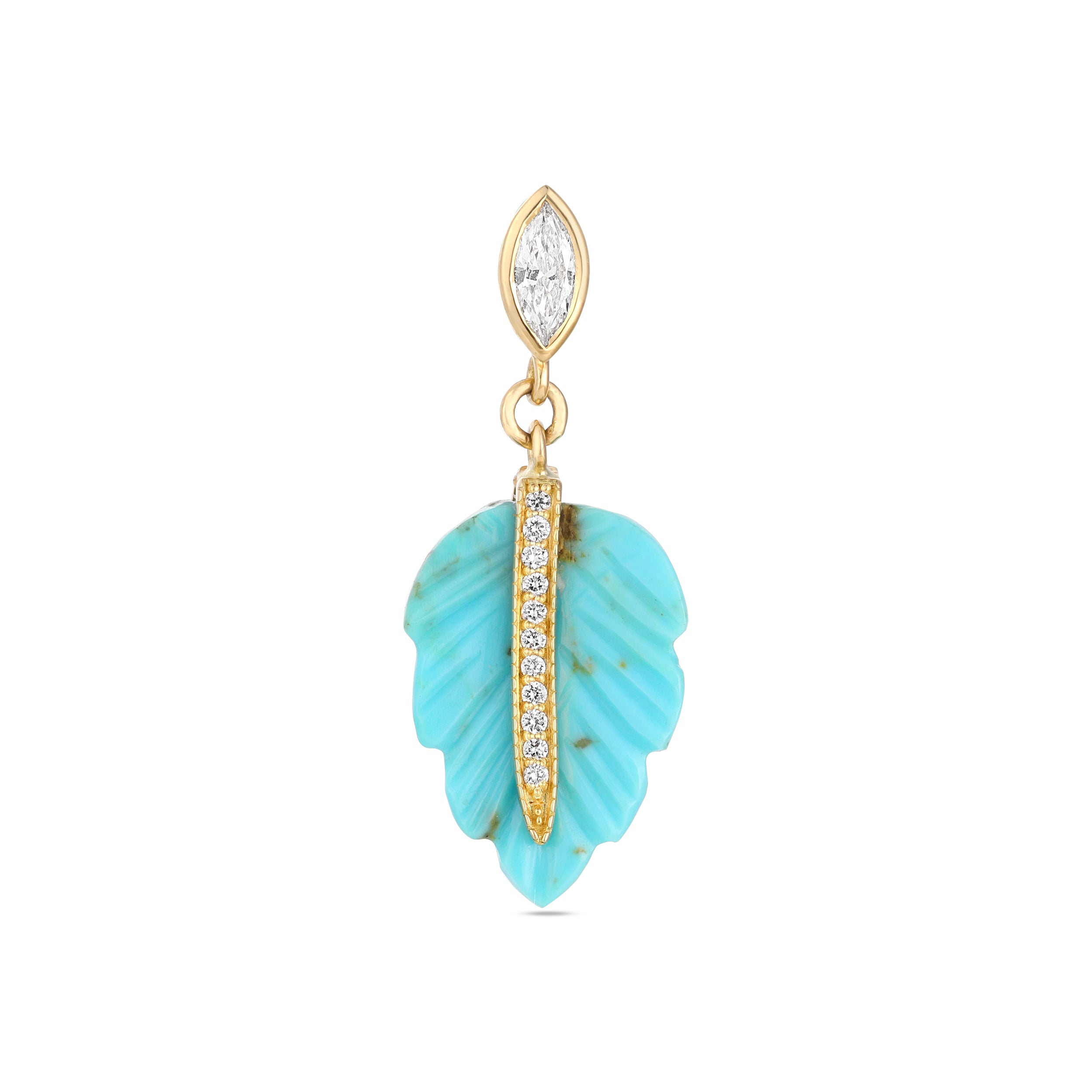 MARQUISE DIAMOND TURQUOISE LEAF EARRING