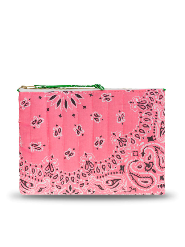 ZIPPED QUILTED POUCH - RAINBOW - PINK