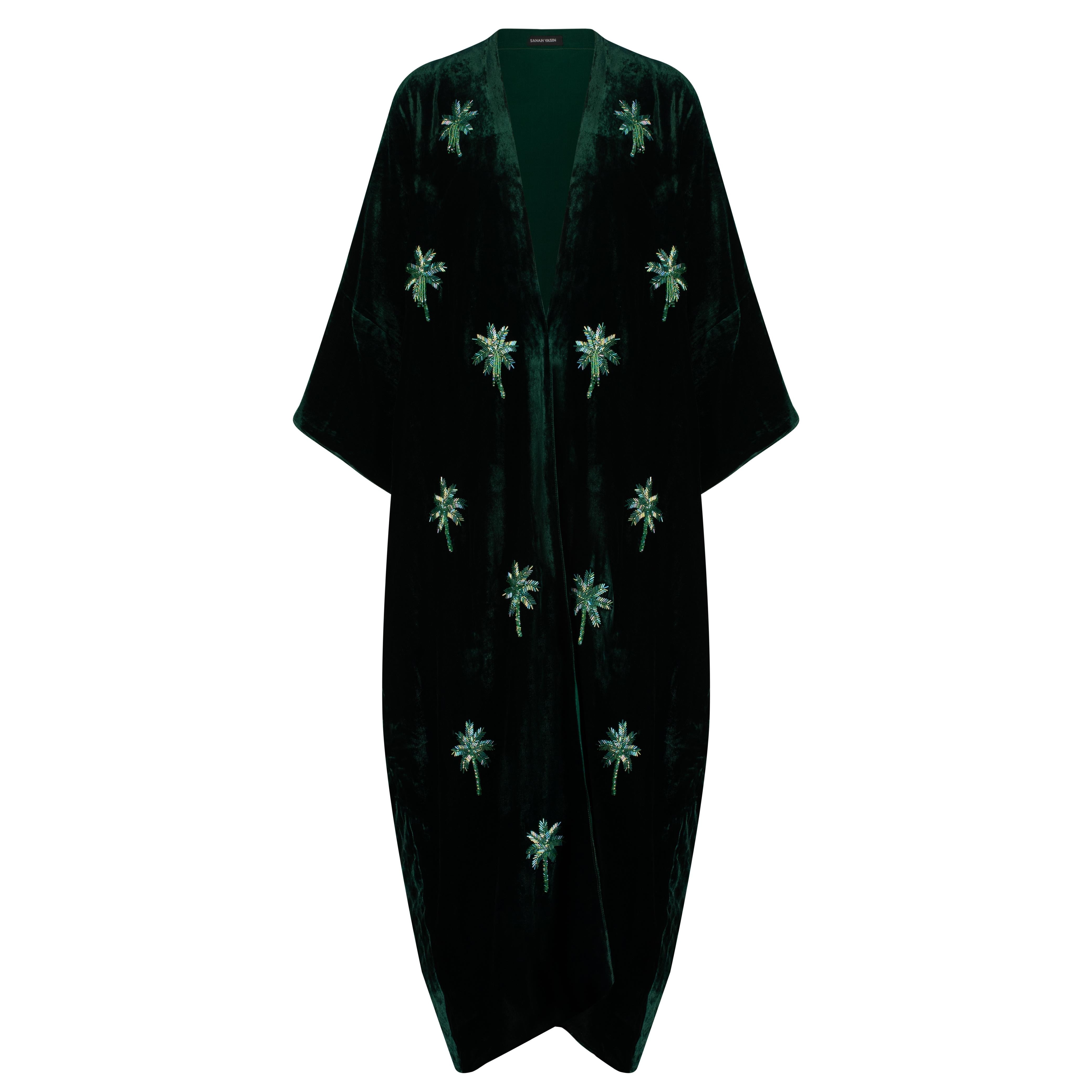 FOREST GREEN VELVET ABAYA