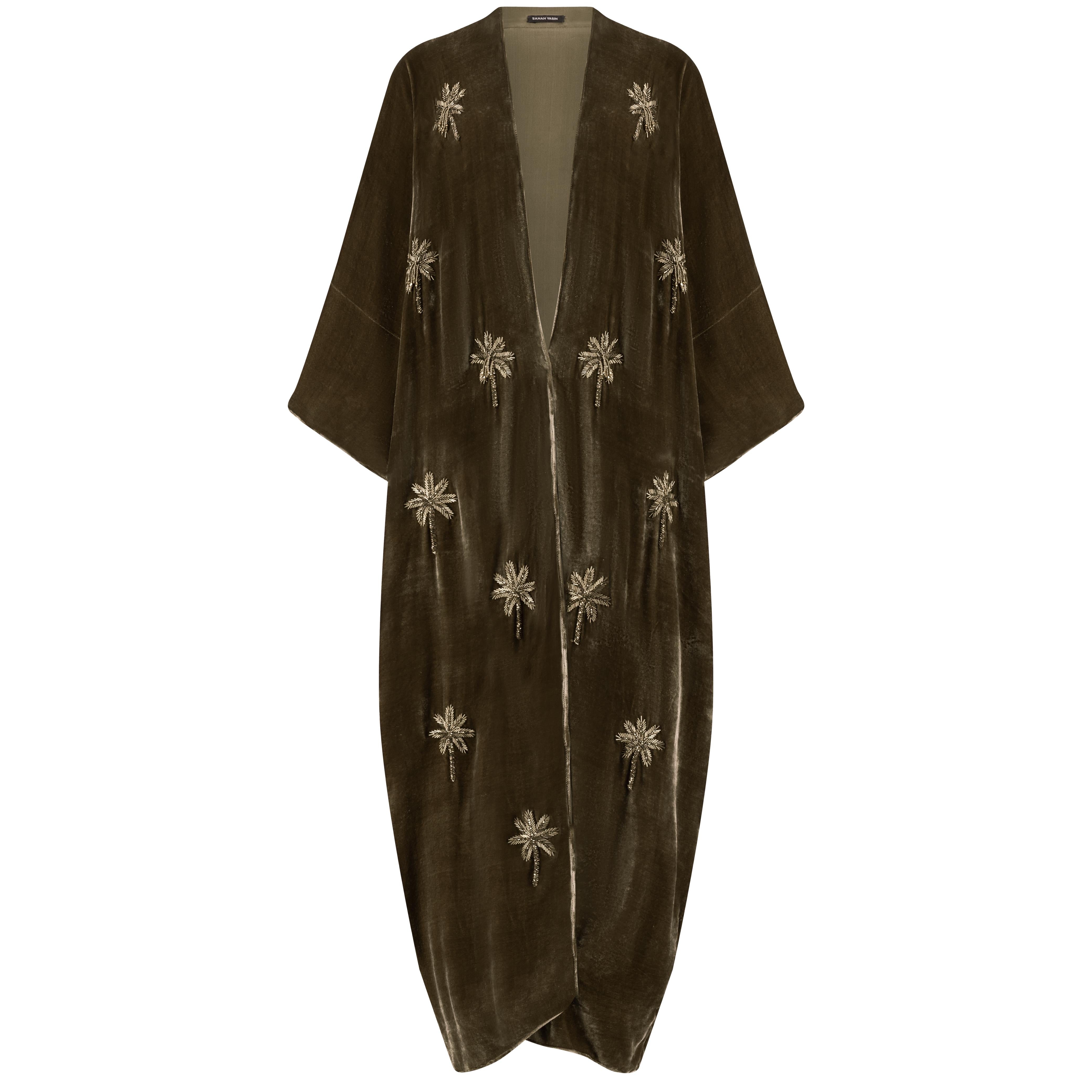 OLIVE GREEN VELVET ABAYA