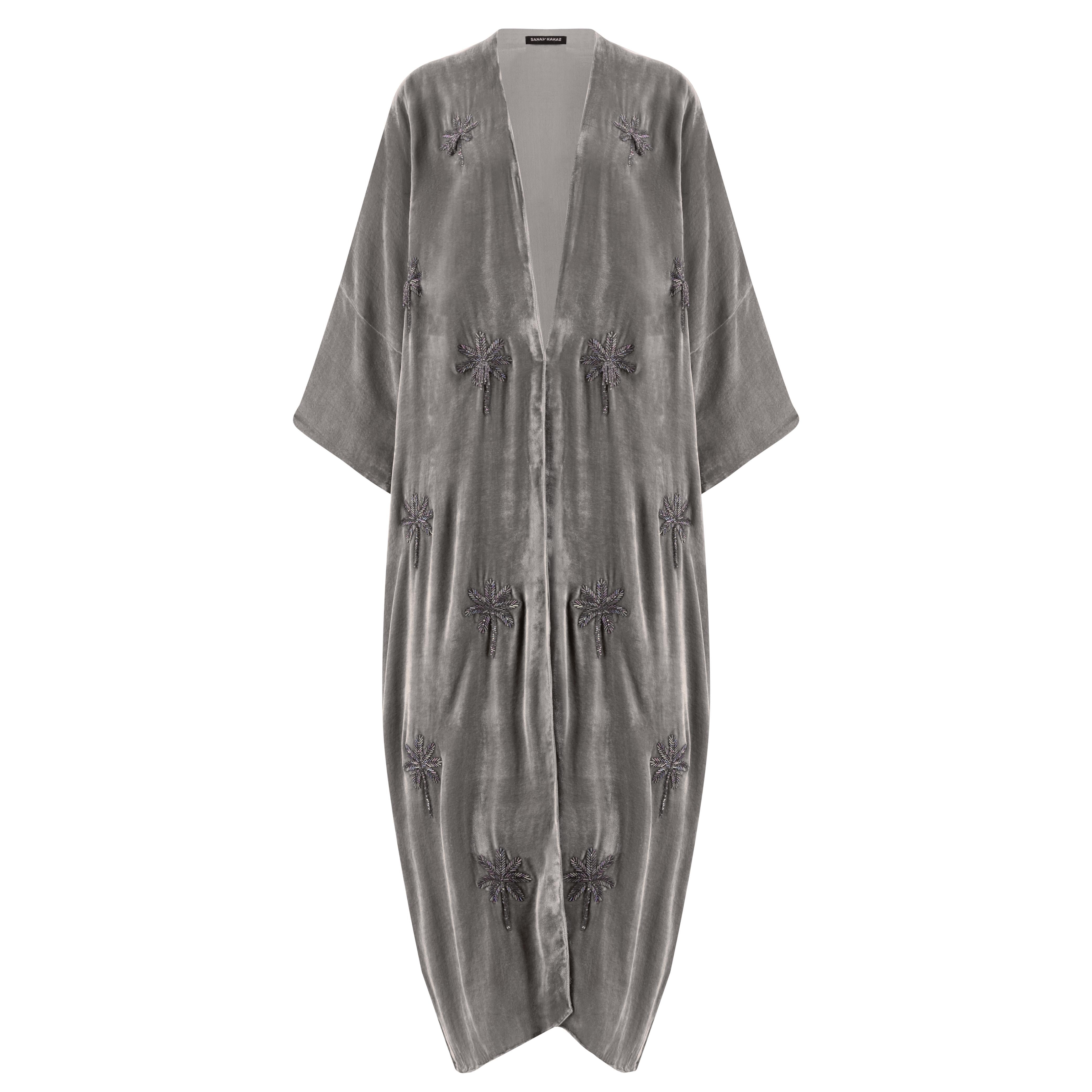 GREY VELVET ABAYA