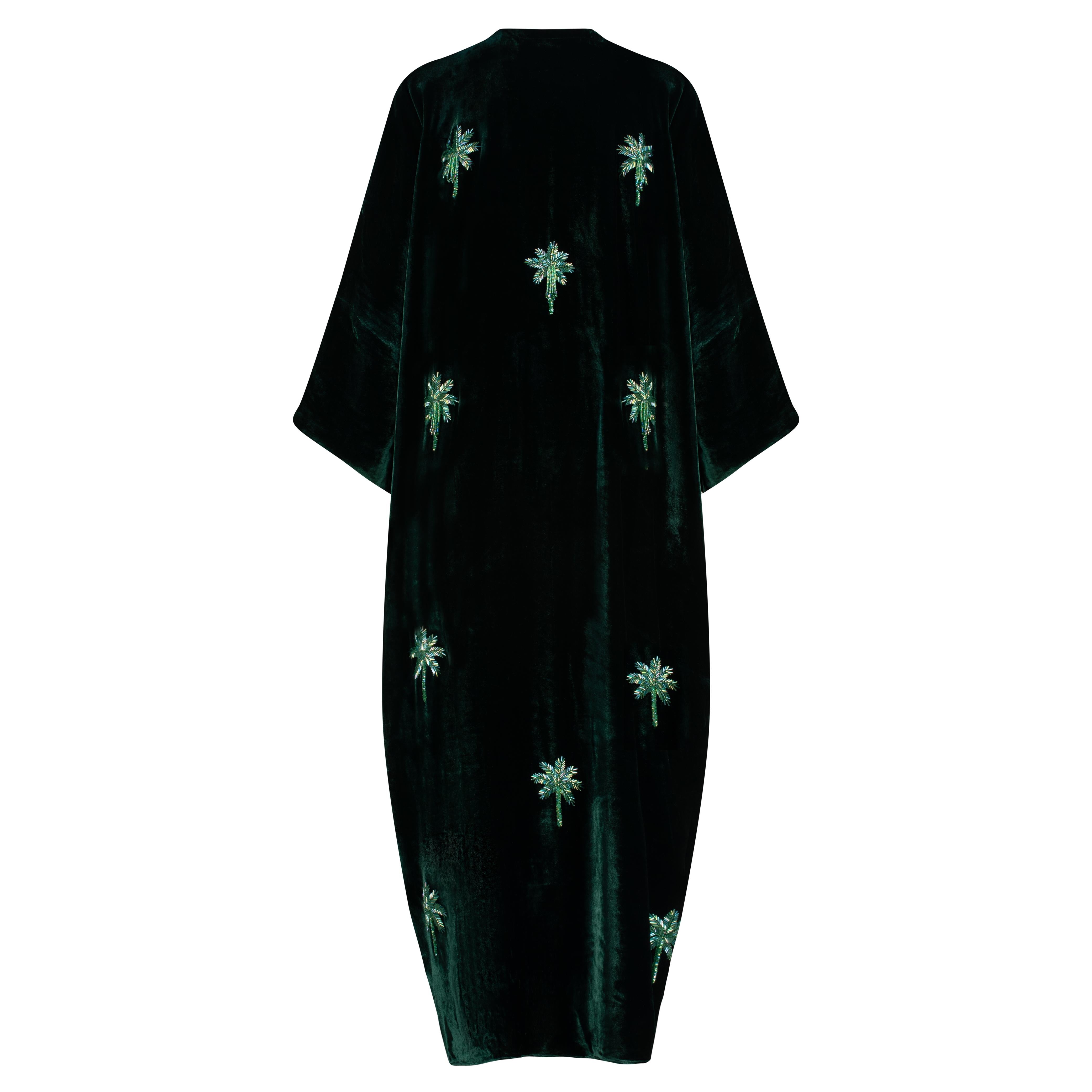 FOREST GREEN VELVET ABAYA
