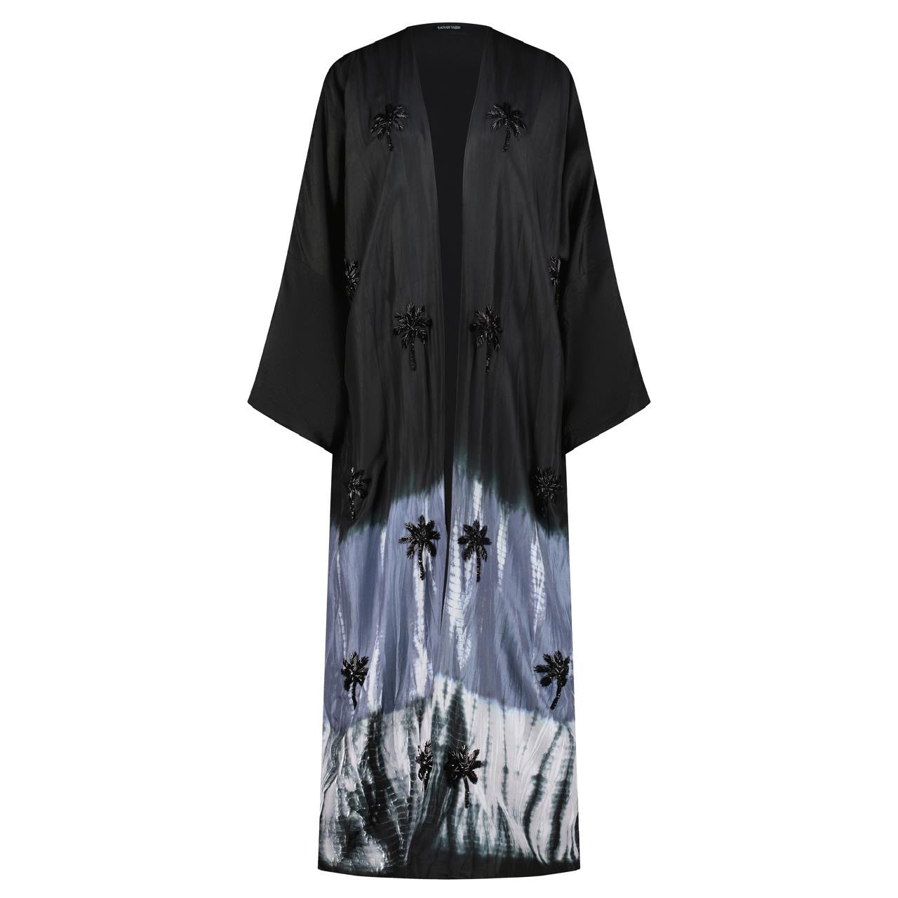 BLACK AND GREY TIE DYE ABAYA