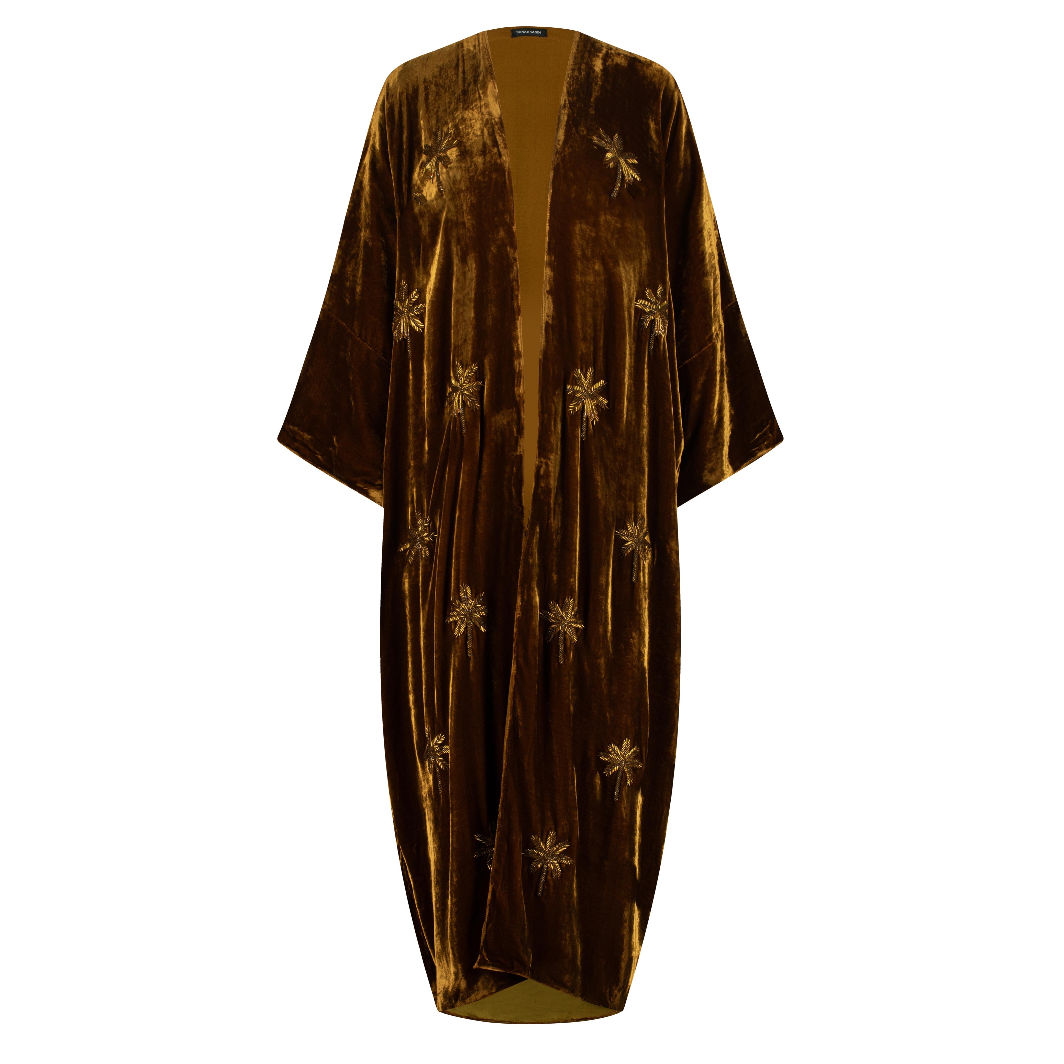 GOLDEN BRONZE VELVET ABAYA