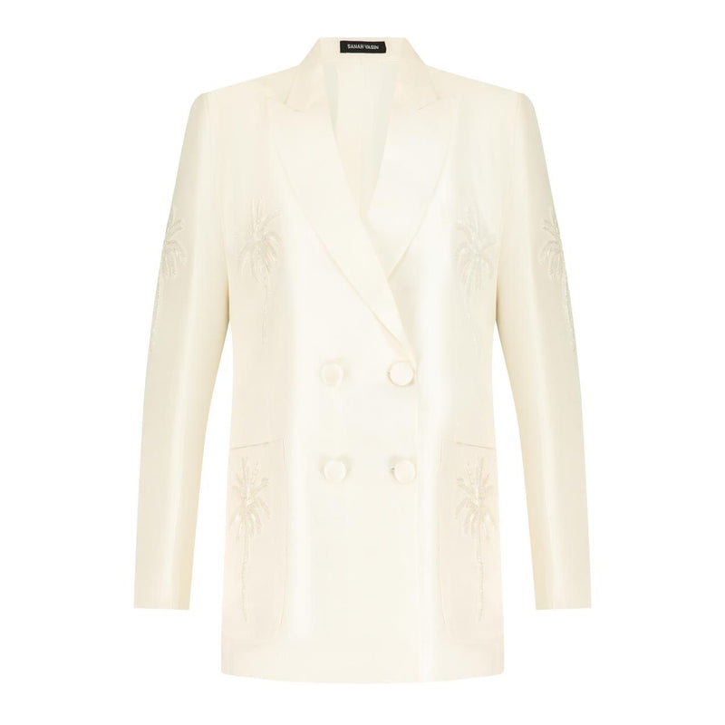 White silk blazer