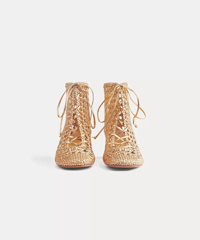 chic hand–woven ankle boot
