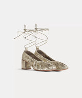 court shoe in crackled lamé calfskin