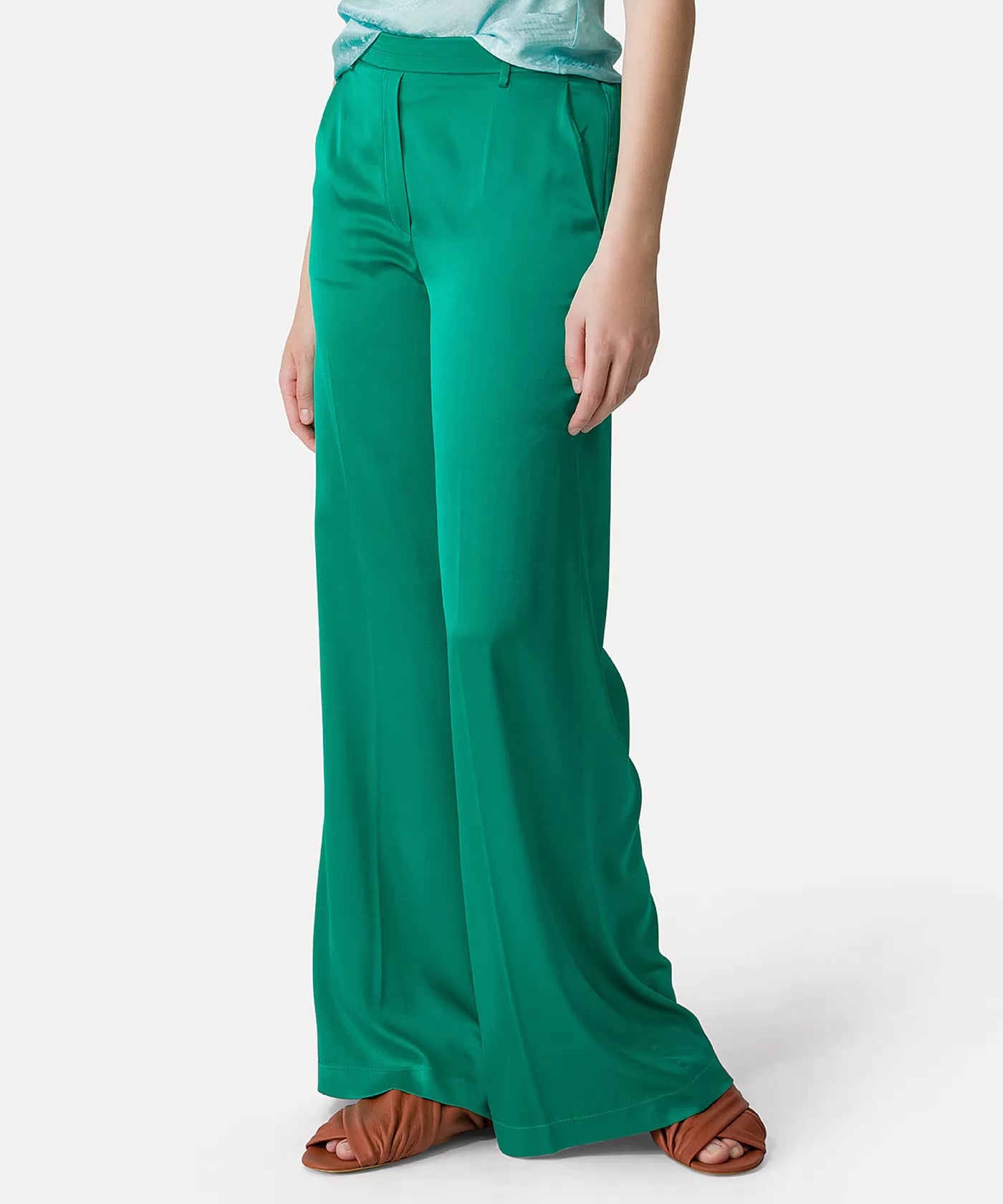 Stretchy silk satin pants