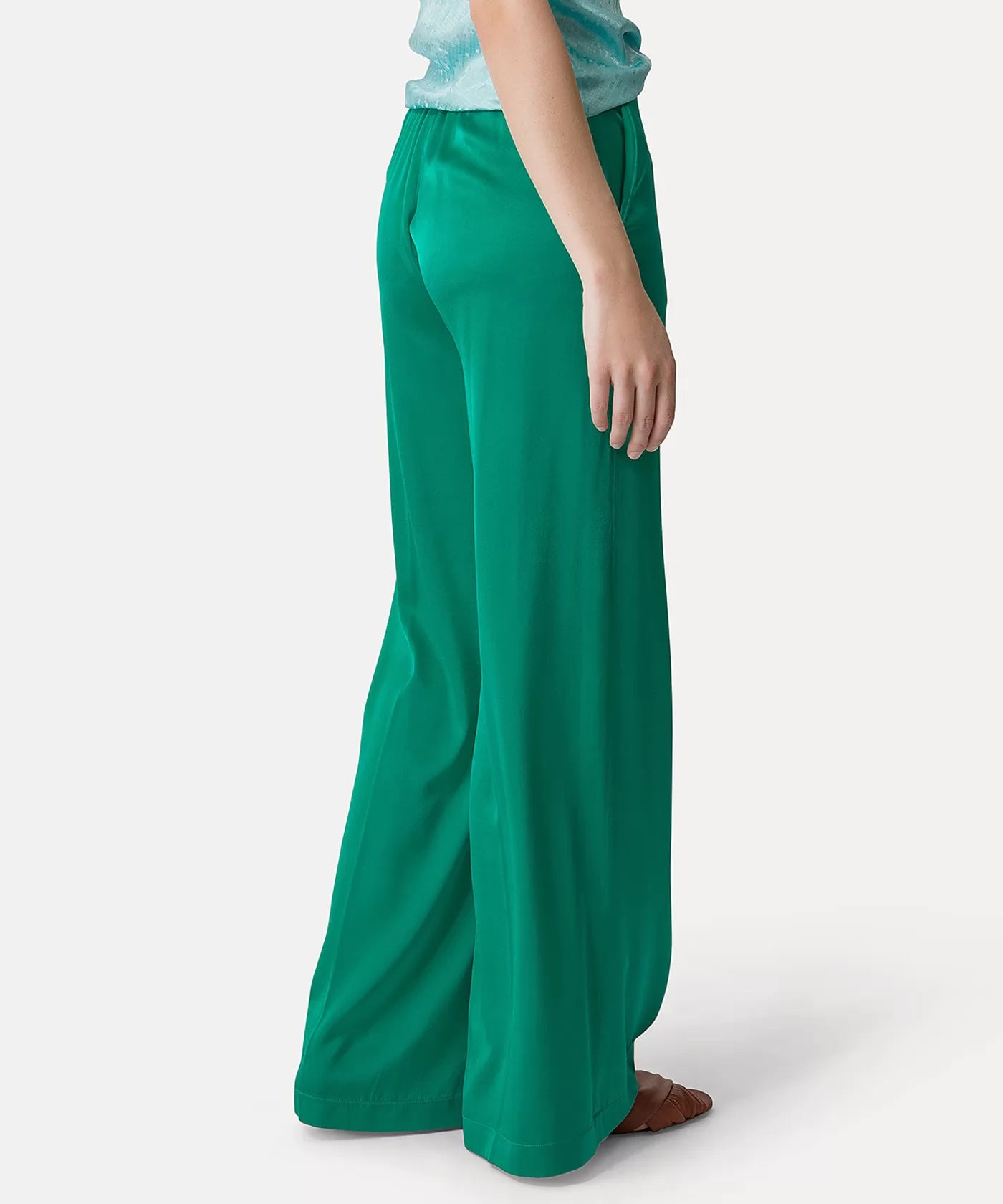 Stretchy silk satin pants