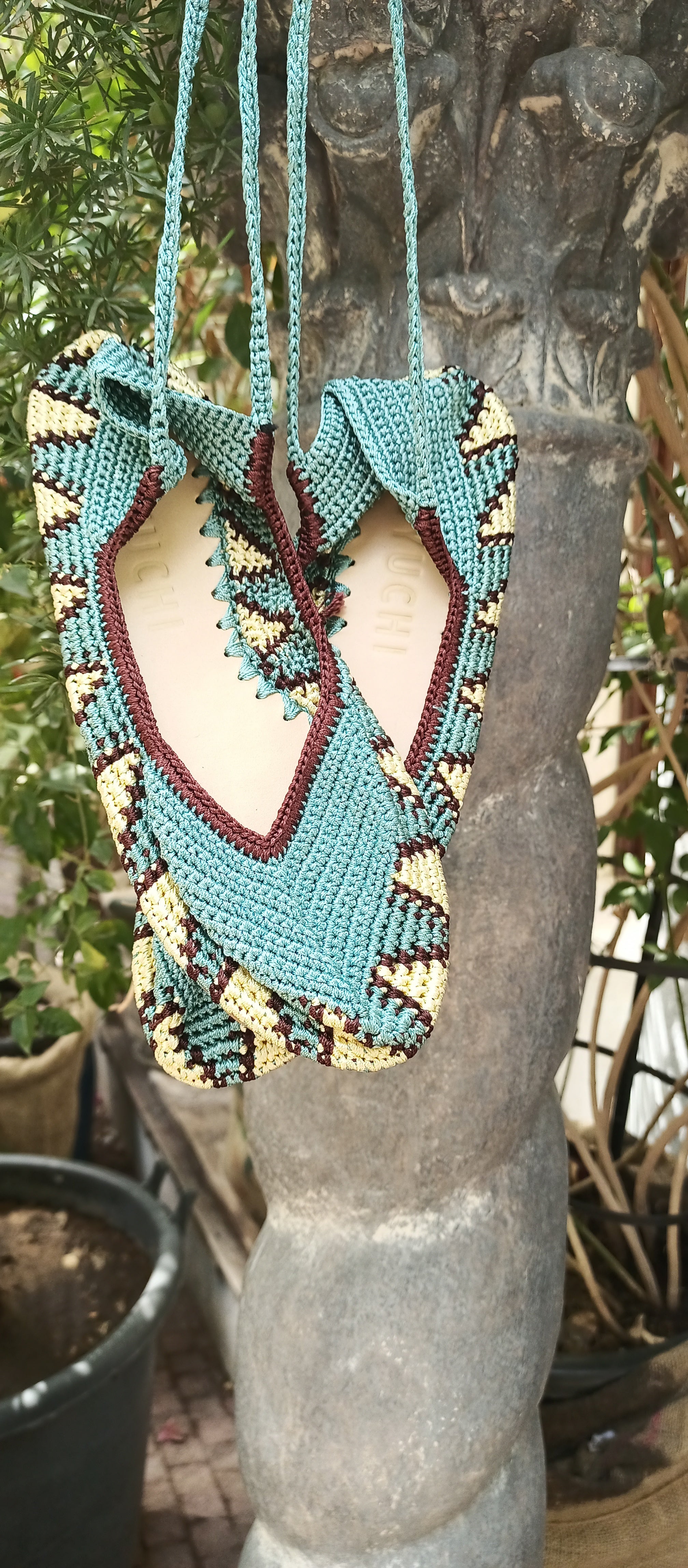 CROCHET BALLERINAS BLUE BEIGE