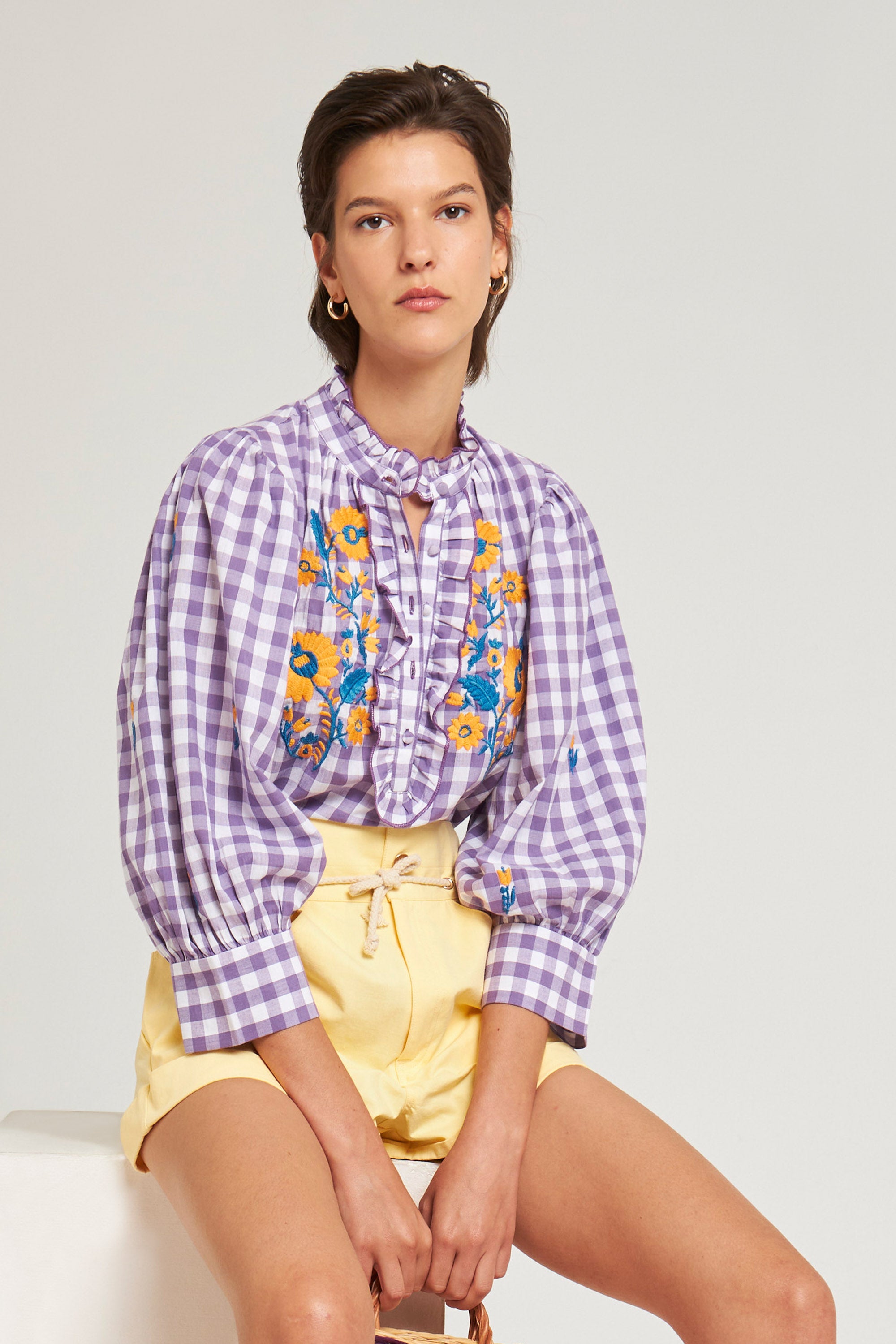Polly embroidered blouse Purple
