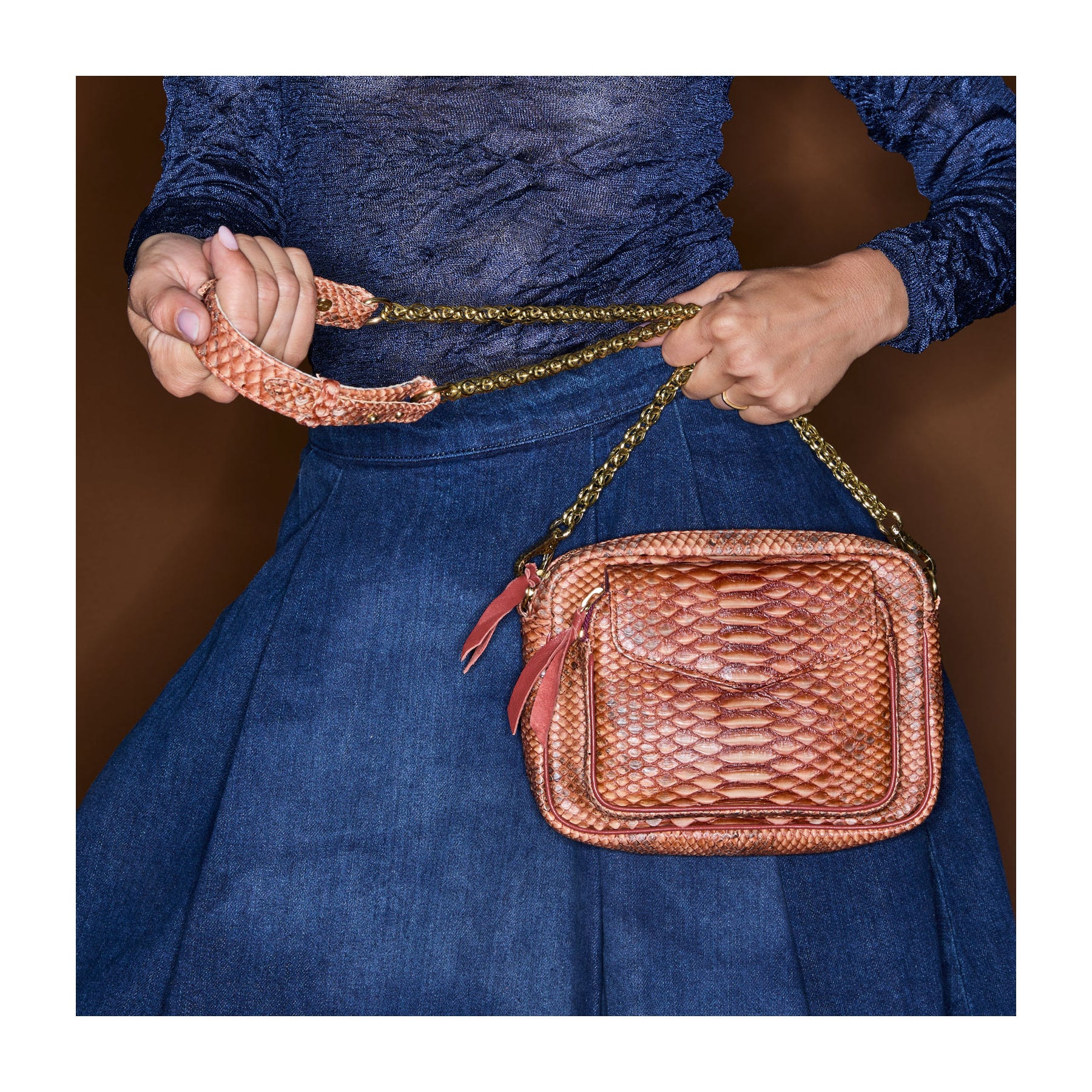 CHARLY BAG WASHED COPPER PYTHON
