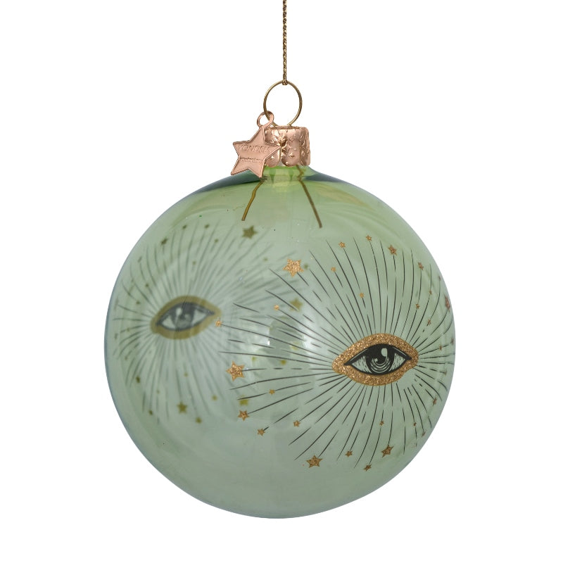 Bauble glass green transparent with eye