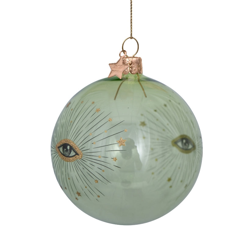 Bauble glass green transparent with eye