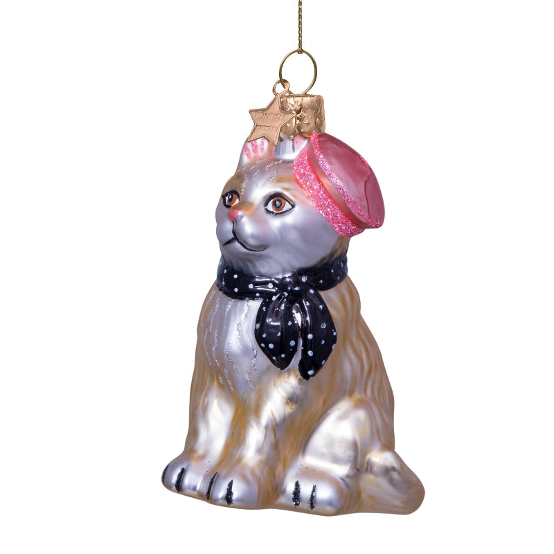 Cat with Barret and scarf Ornament