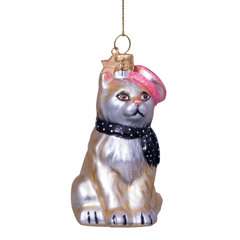 Cat with Barret and scarf Ornament