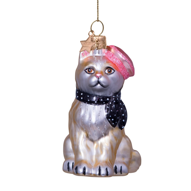 Cat with Barret and scarf Ornament