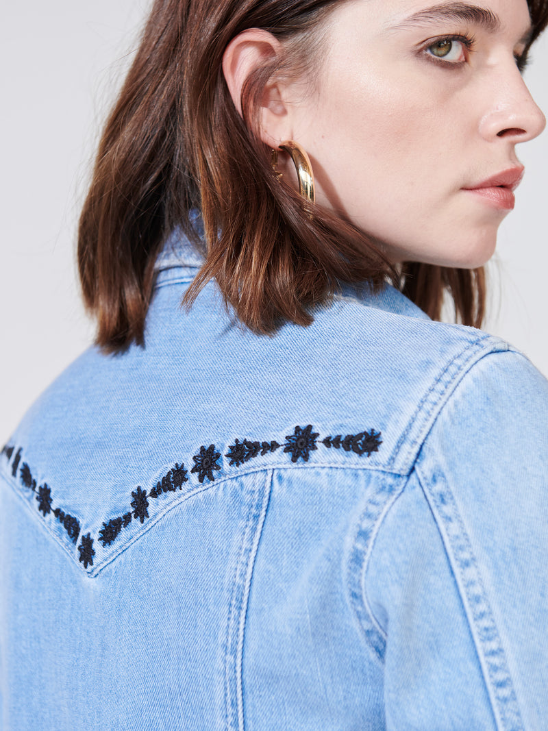 Embroidered Denim Shirt Vintage Blue