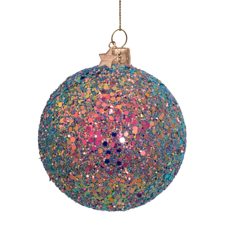 Multicolour Hologram Glitter Glass Bauble