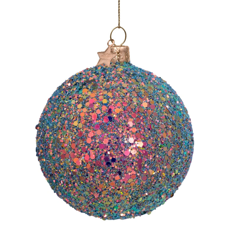 Multicolour Hologram Glitter Glass Bauble
