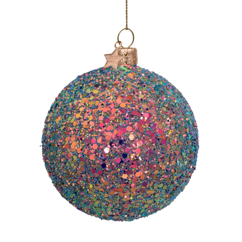 Multicolour Hologram Glitter Glass Bauble
