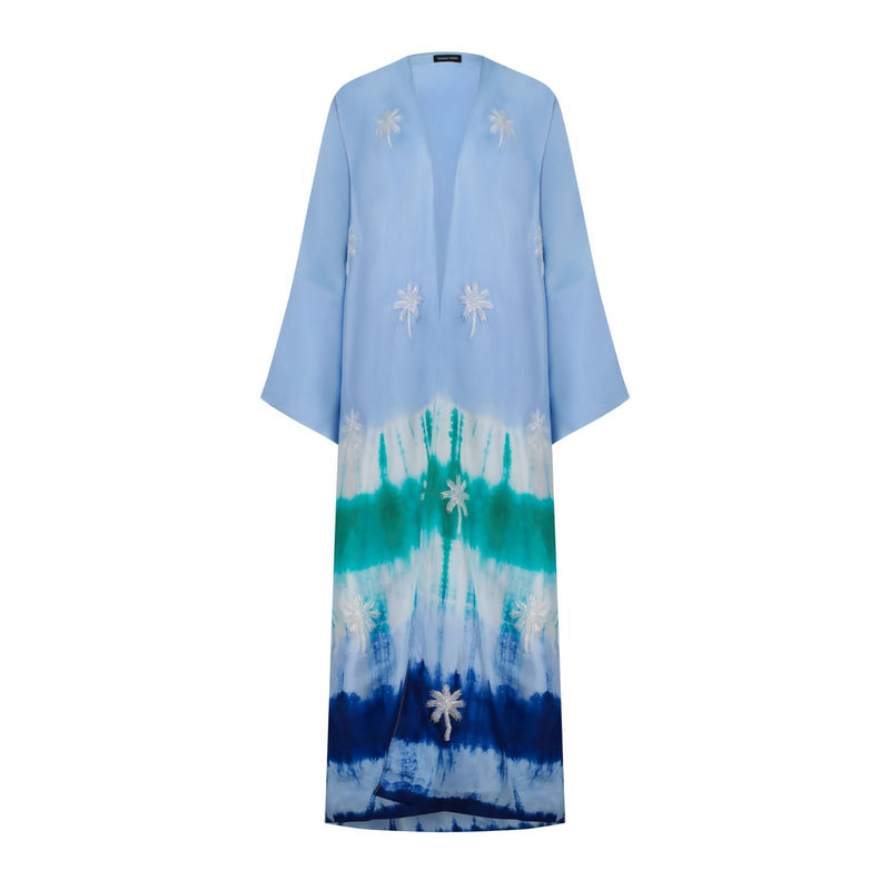 Palmtree abaya sea blue tie dye