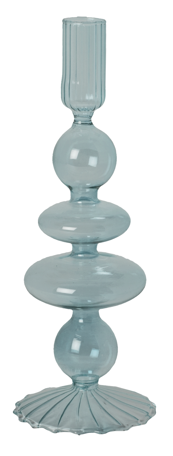 GLASS CANDLE HOLDER ICE GREEN