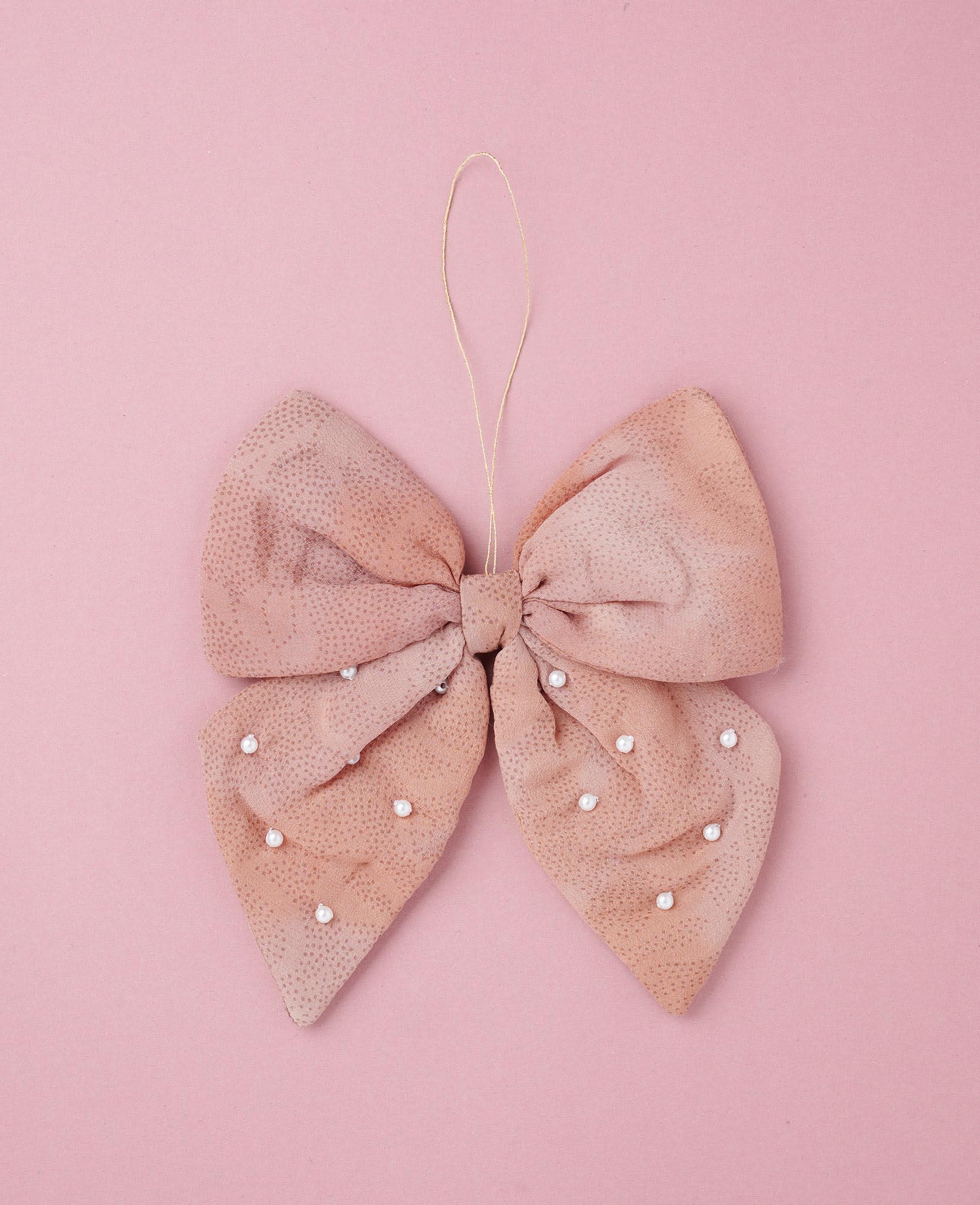 Bow SILK Ornament - Biscotti