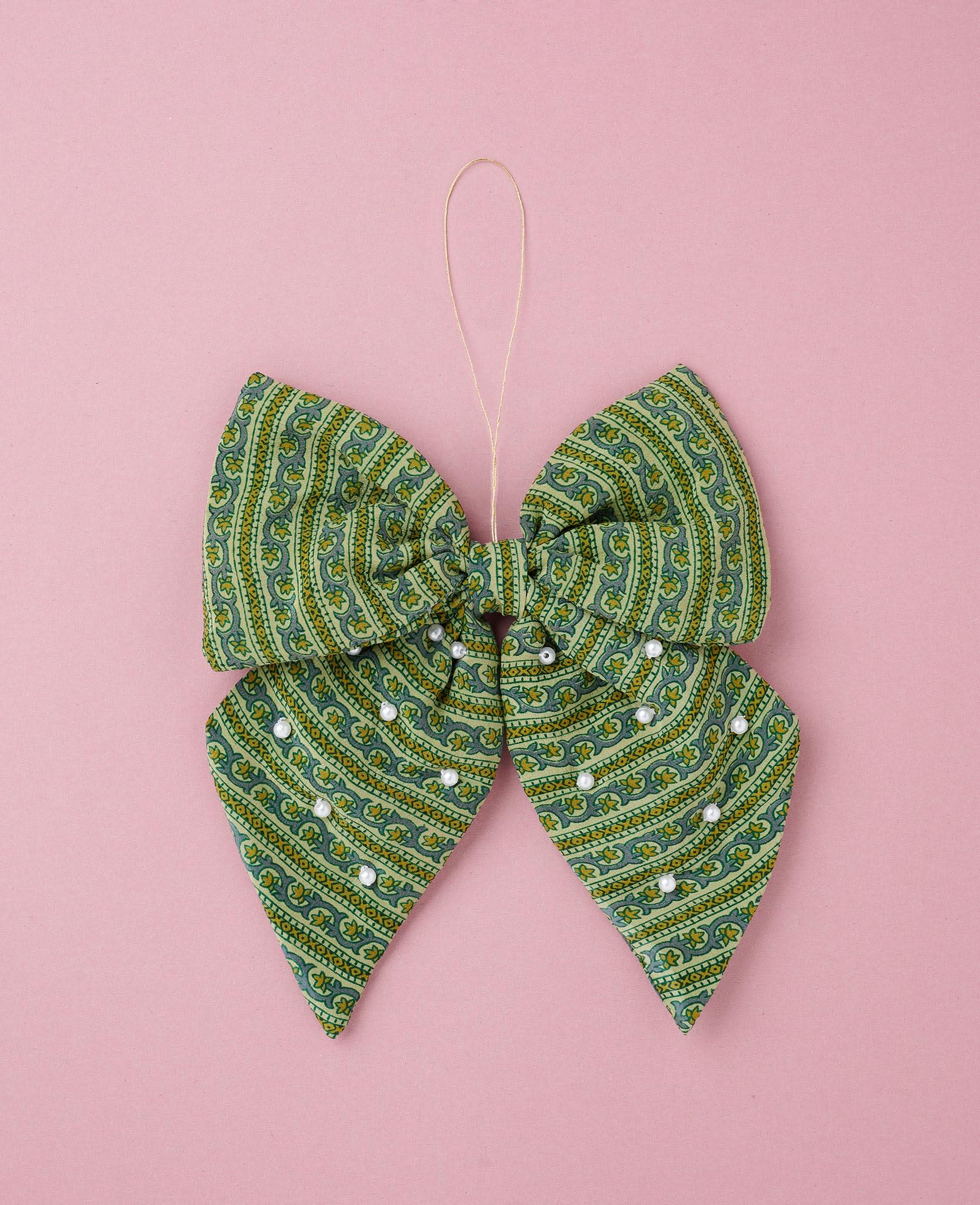 Bow SILK Ornament - Lime