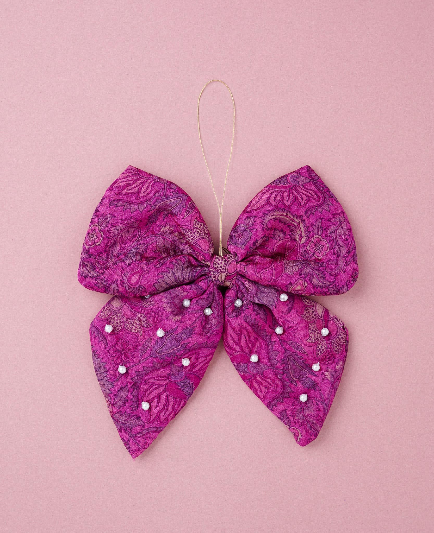 Bow SILK Ornament - Rose Bonbon