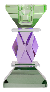 CRYSTAL CANDLE HOLDER  mint/ purple/ olive