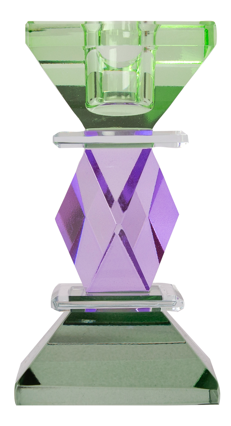 CRYSTAL CANDLE HOLDER  mint/ purple/ olive