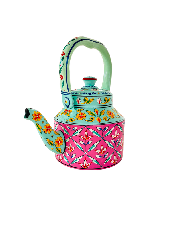 Hand Painted Tea Kettle Pink