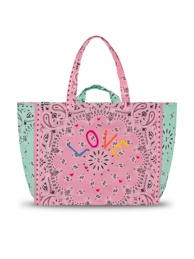 Maxi cabas - LOVE-Pink Mint