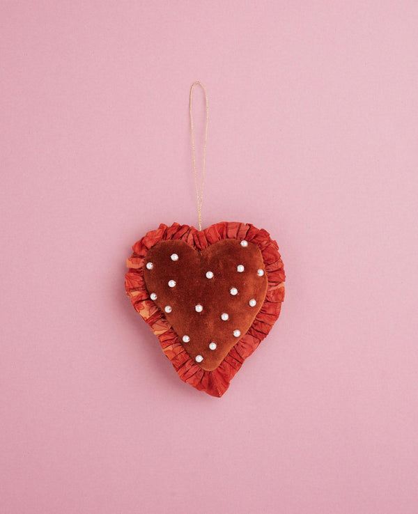 Velvet Heart Ornament - Bright