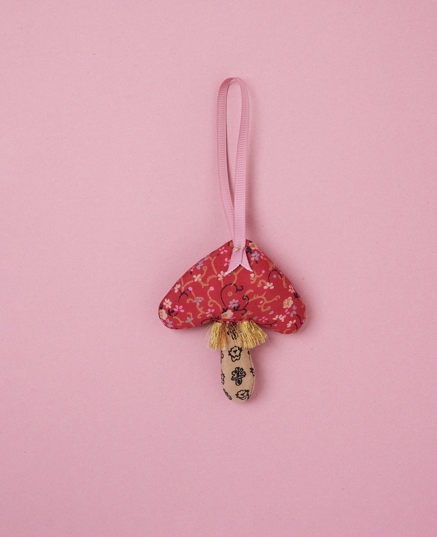 Mushroom SILK Ornament - Red Rose
